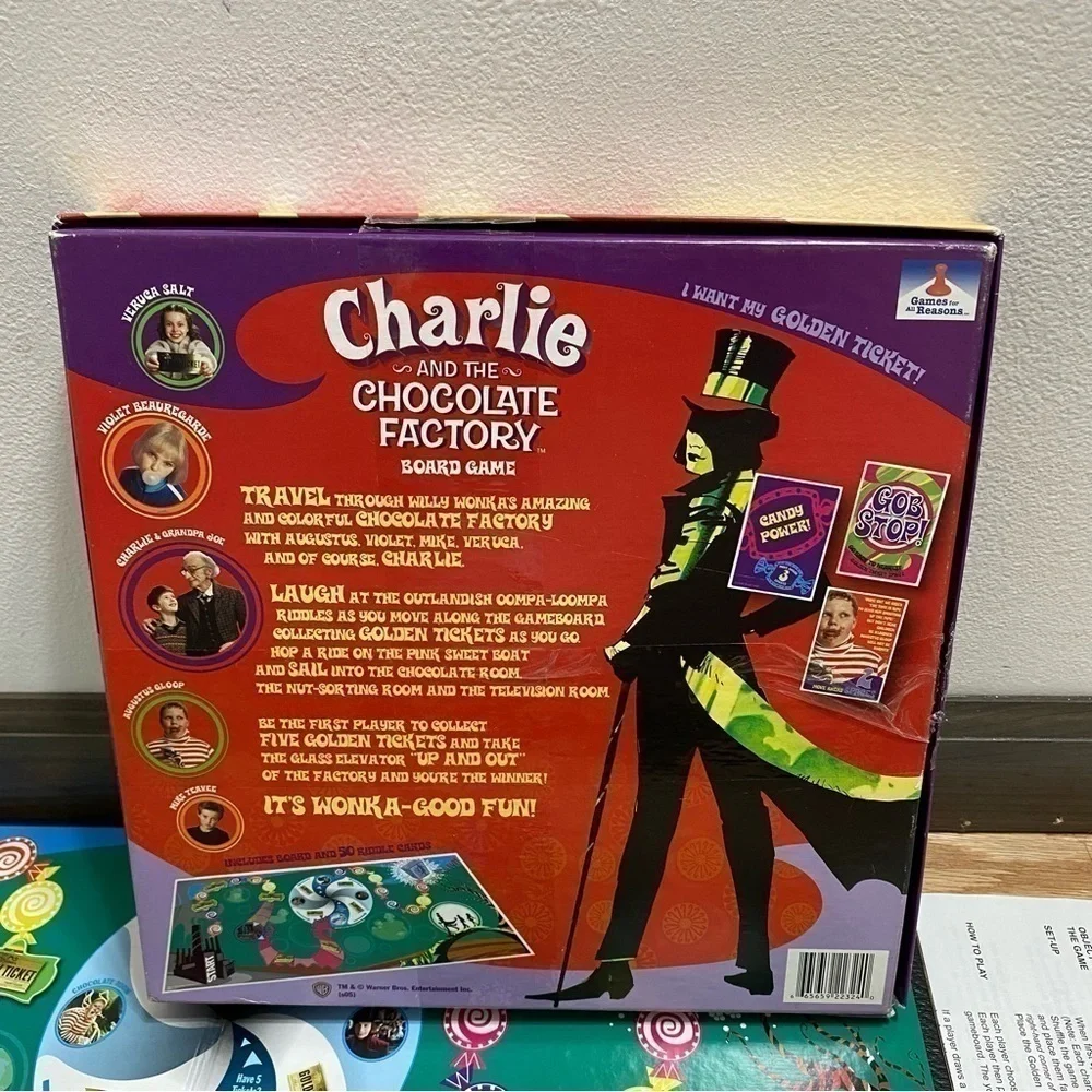 Vintage Charlie and the Chocolate Factory Board Game Kids Toy Purple Orange